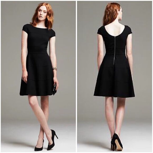 Banana Republic Seamed Ponte Fit & Flare Dress - Picture 1 of 10